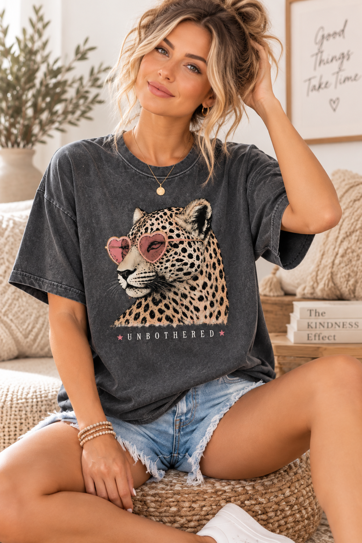 Unbothered Leopard Comfort Colors Graphic Tee – Pepper
