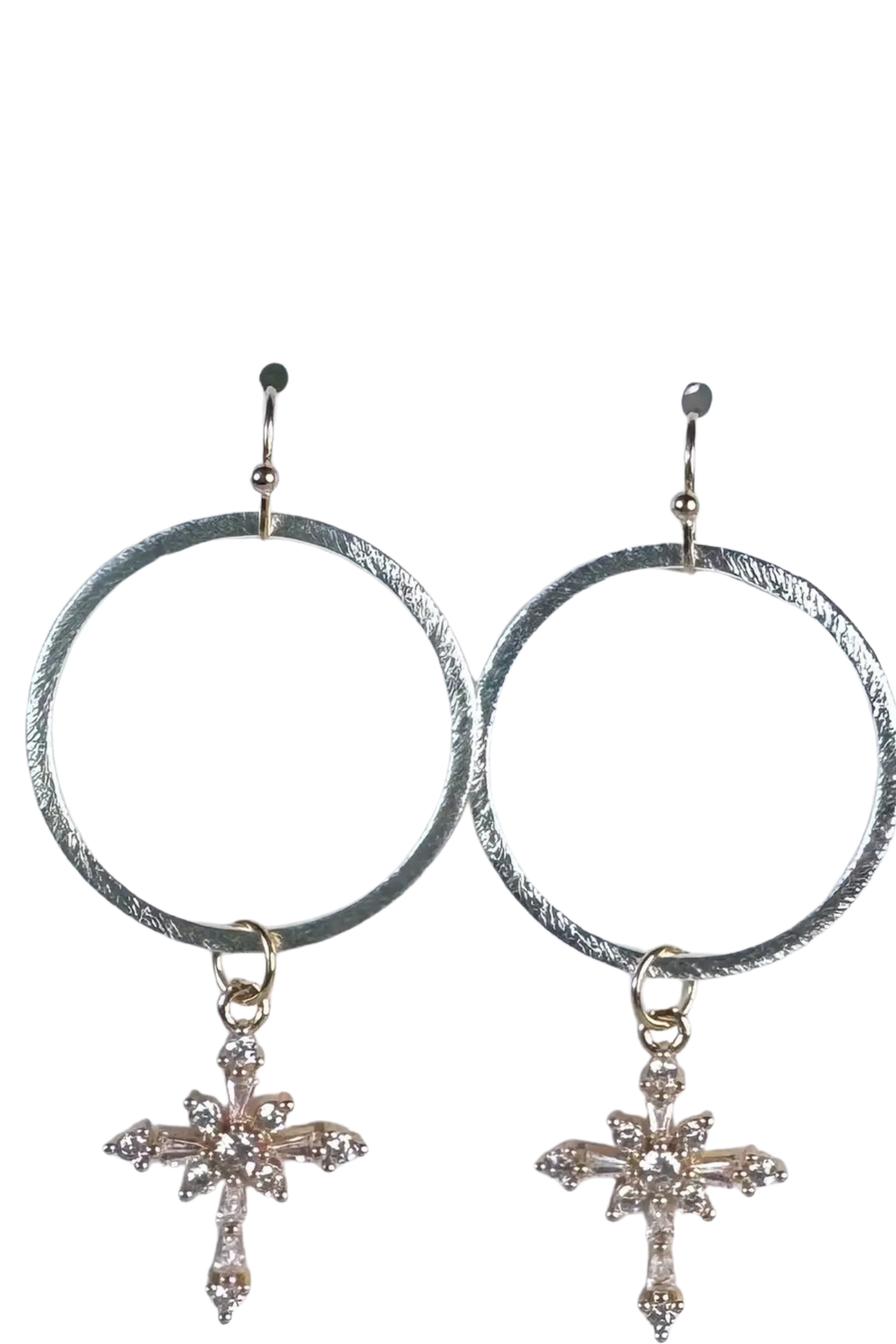 Golden Grace Mixed Metal Cross Hoop Earrings