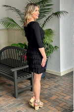 Stacie Ruffle Long Sleeve Dress-Black