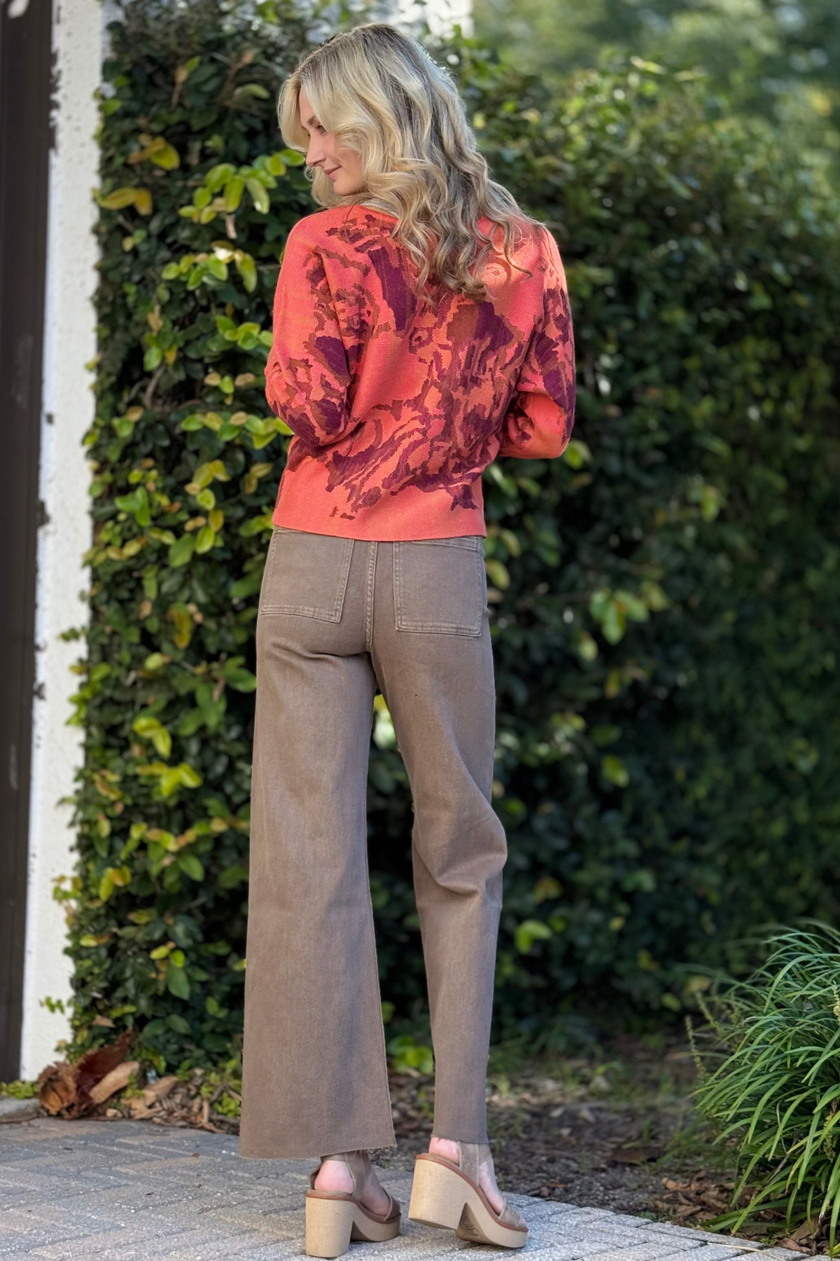 Back view of The Cloudwalk Denim Pants in washed brown