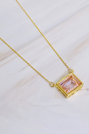 Rectangle Crystal Pendant Necklace