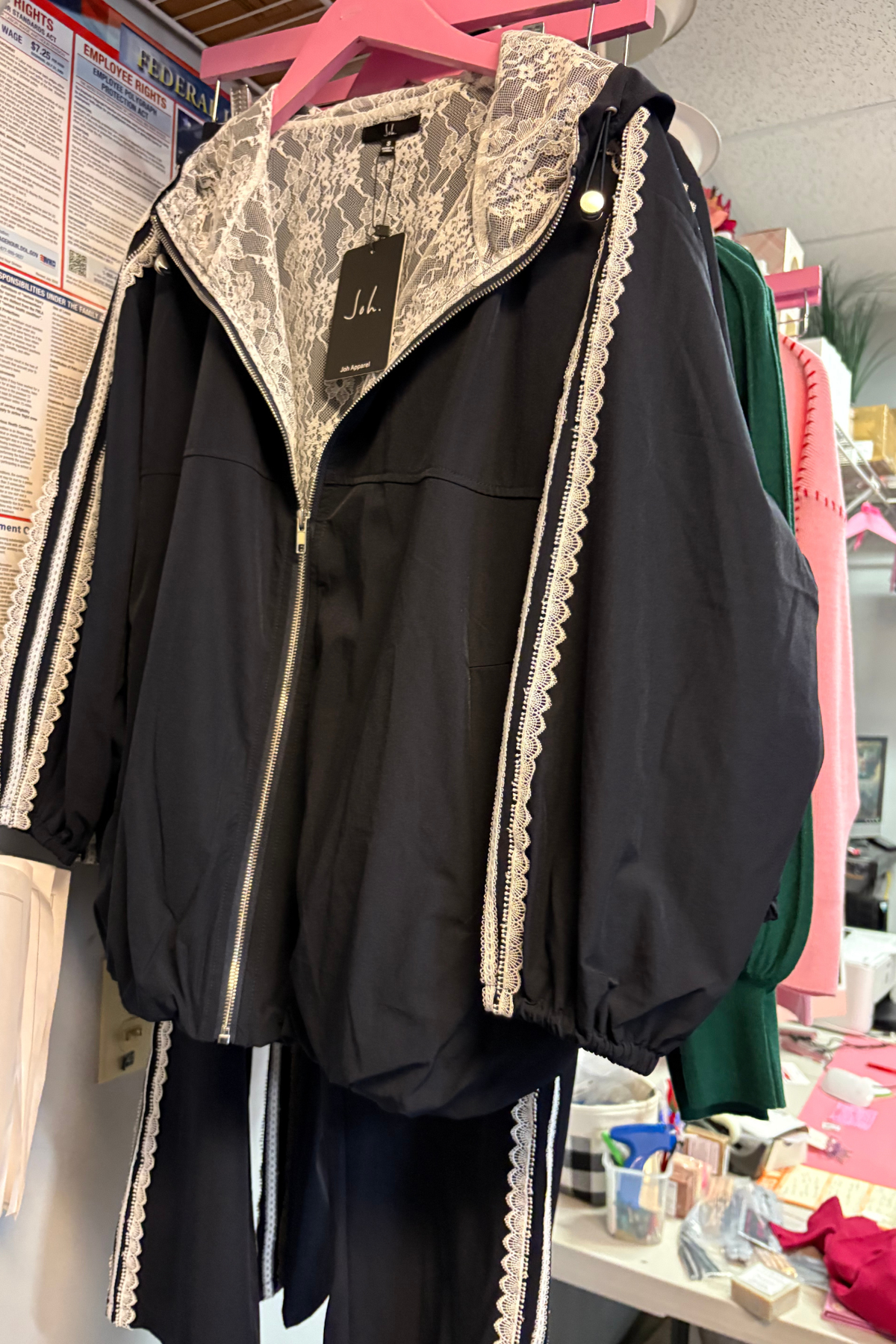 Grace in Lace Navy Zip-Up Jacket