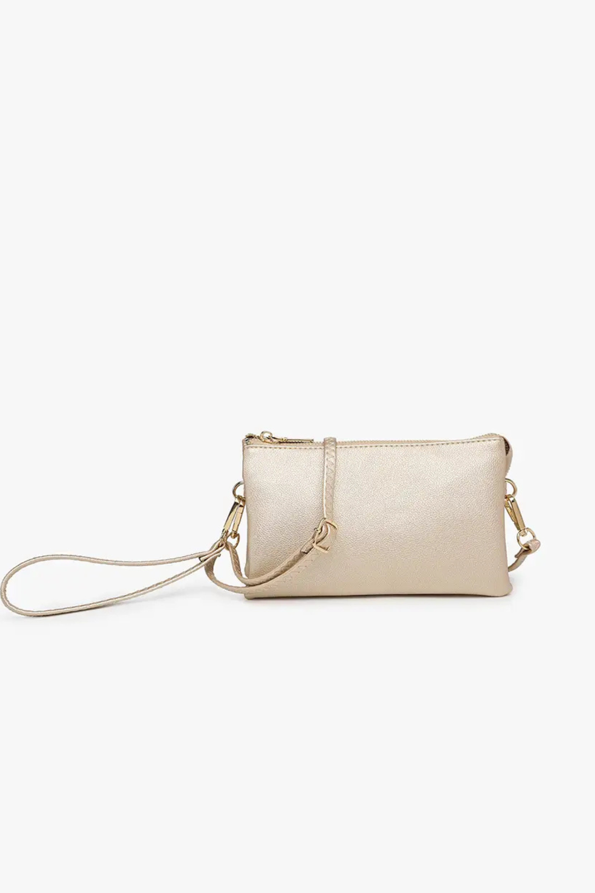 Riley Monogrammable 3-Compartment Crossbody & Wristlet- Gold