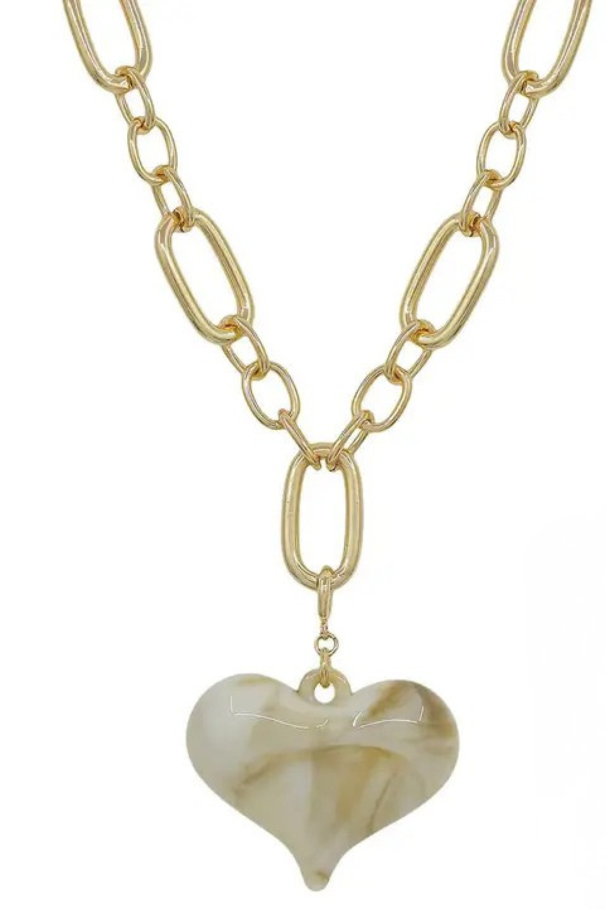 Golden Heart Resin Charm Necklace