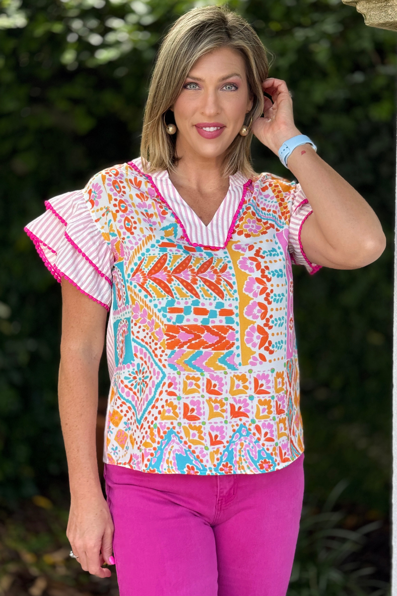 Women’s lightweight summer blouse with boho print