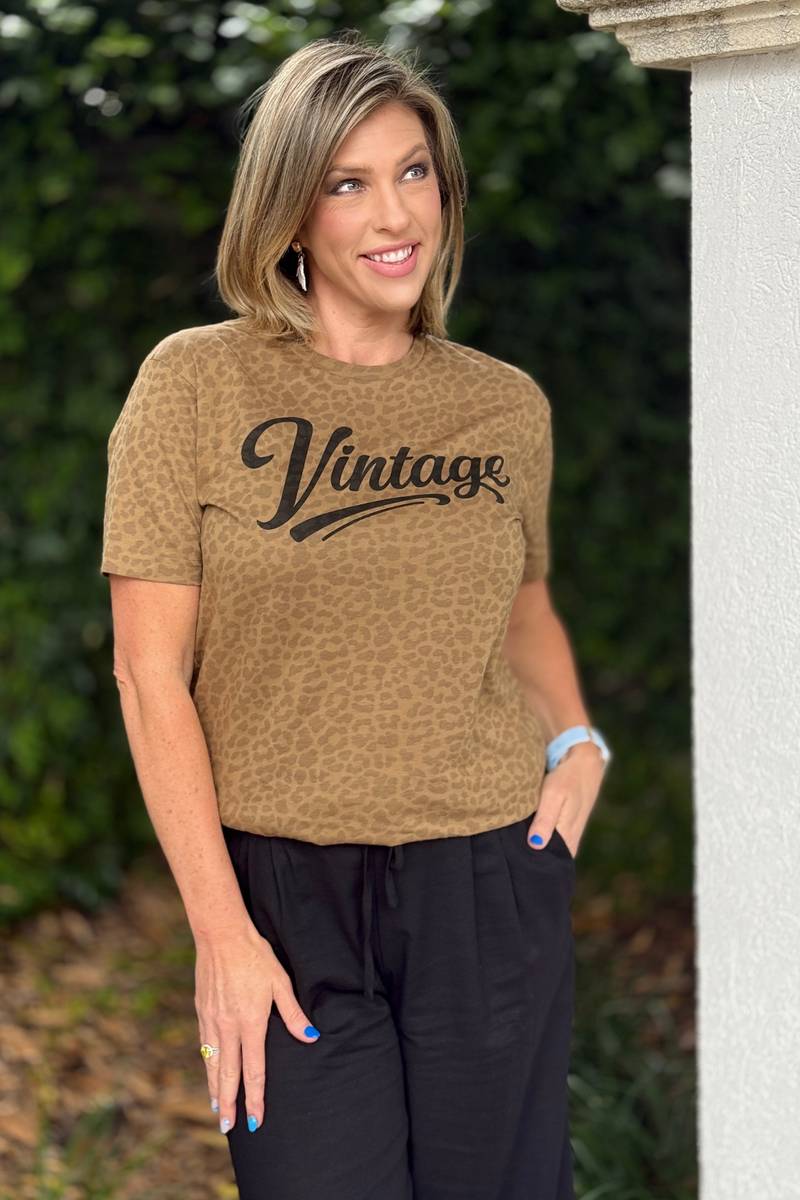 trendy leopard graphic tee with relaxed fit