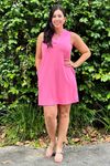 TPN Victoria Solid Sleeveless Dress-Neon Pink