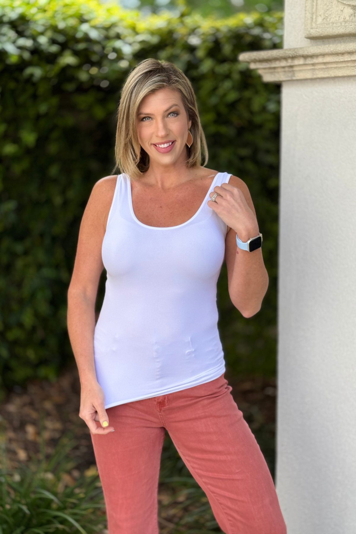 Basic white layering camisole with scoop neckline