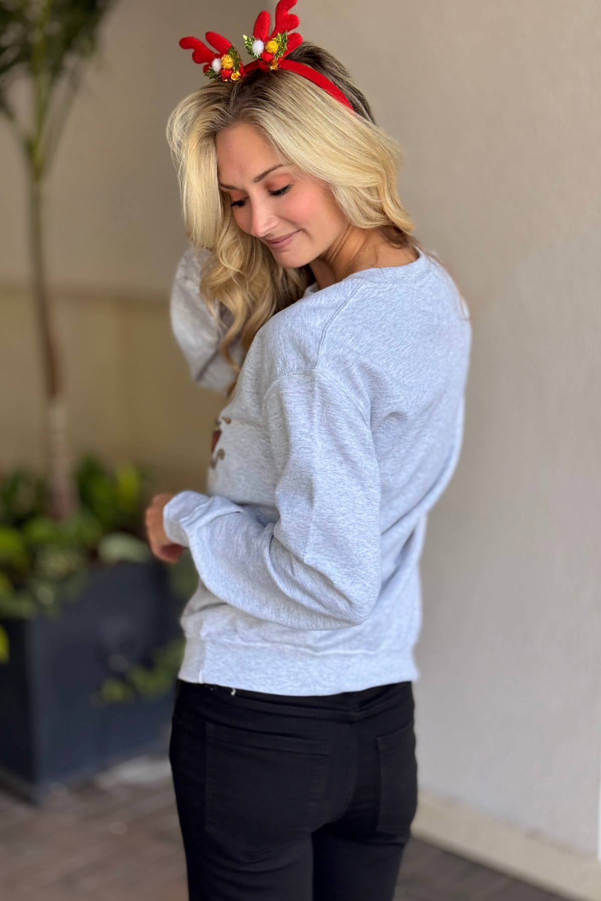 Christmas Whoville inspired sweatshirt in ash grey full front view