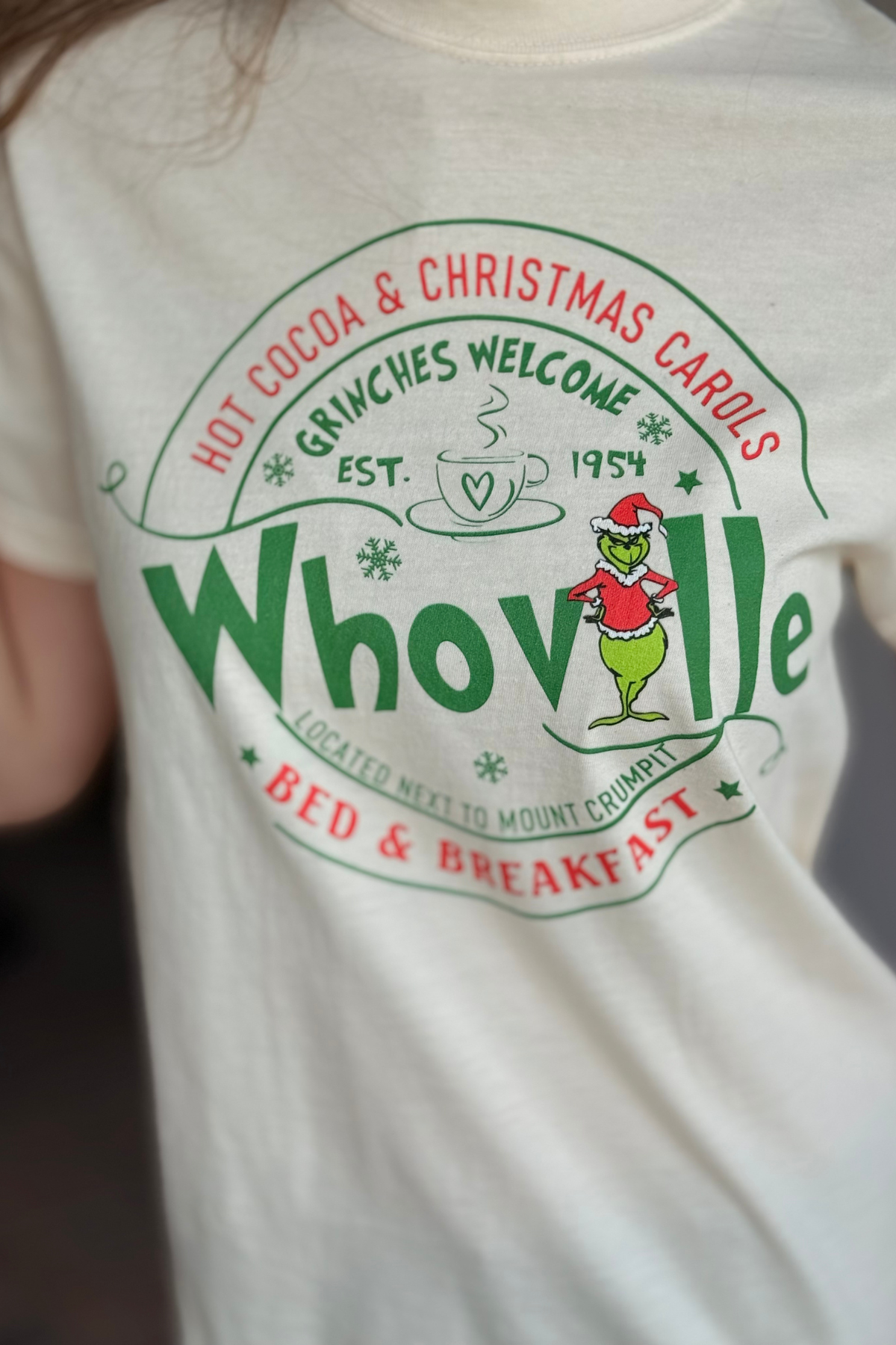 Comfort Colors ivory holiday t-shirt with Whoville design