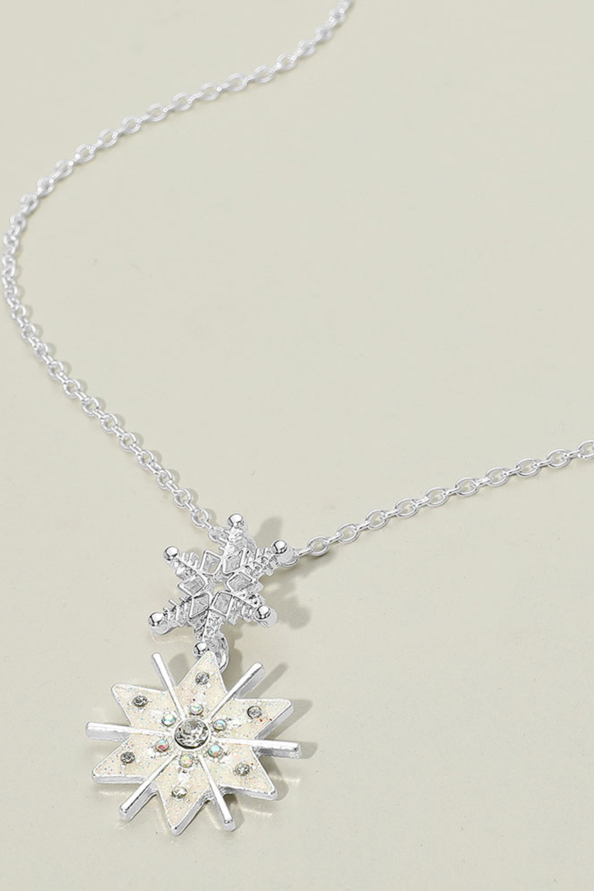 Winter snowflake pendant necklace with sparkling accents