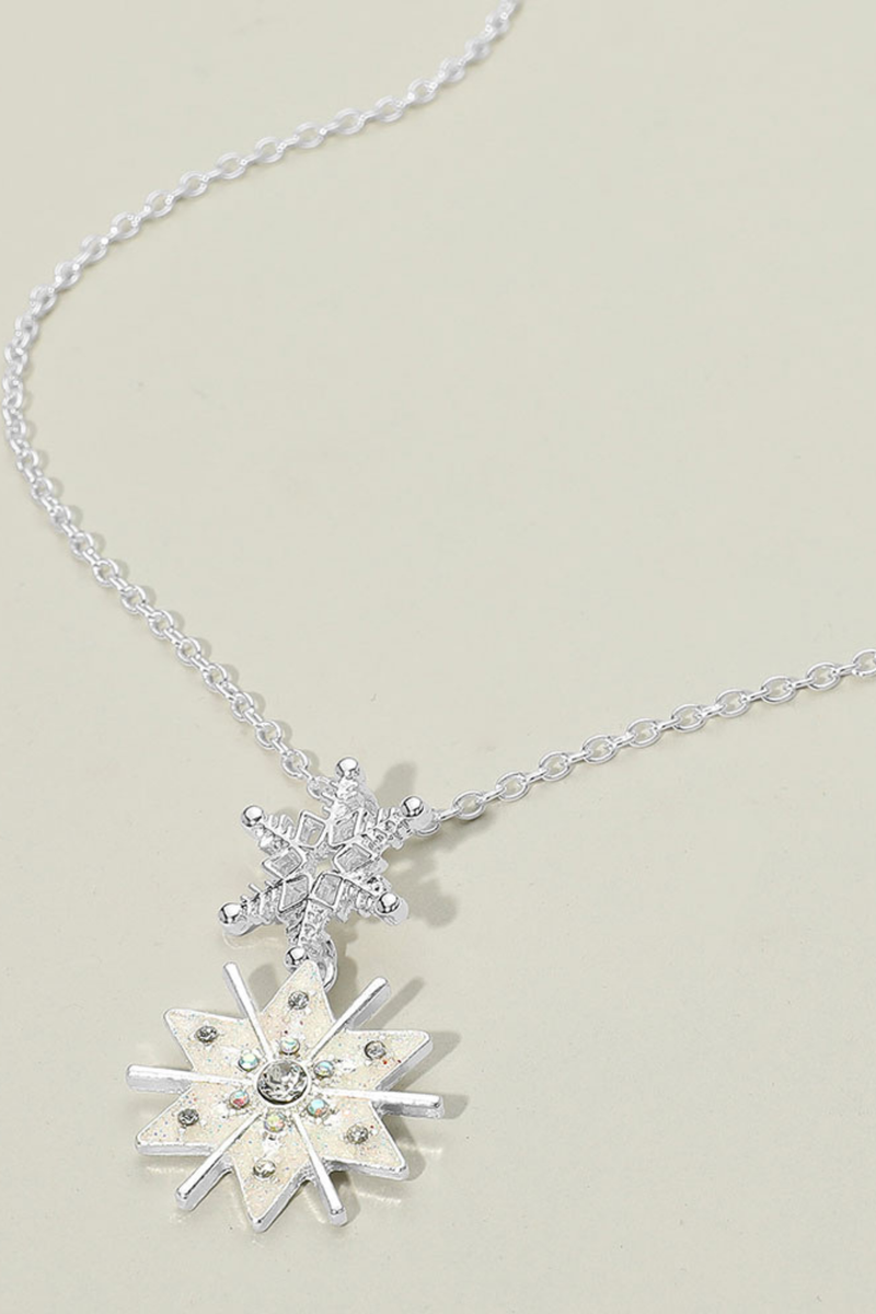 Winter snowflake pendant necklace with sparkling accents