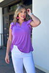 TPN Charlena Solid Ruffle Sleeve Top-Lavender