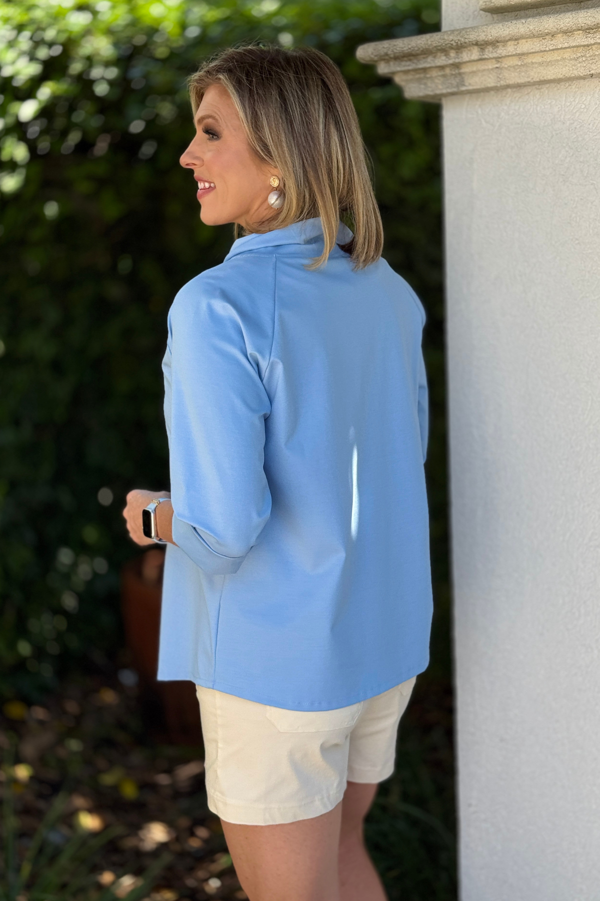 back view blue loose fit jacket
