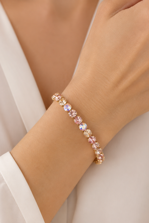 The Blossom Crystal Bracelet in Pink/Gold