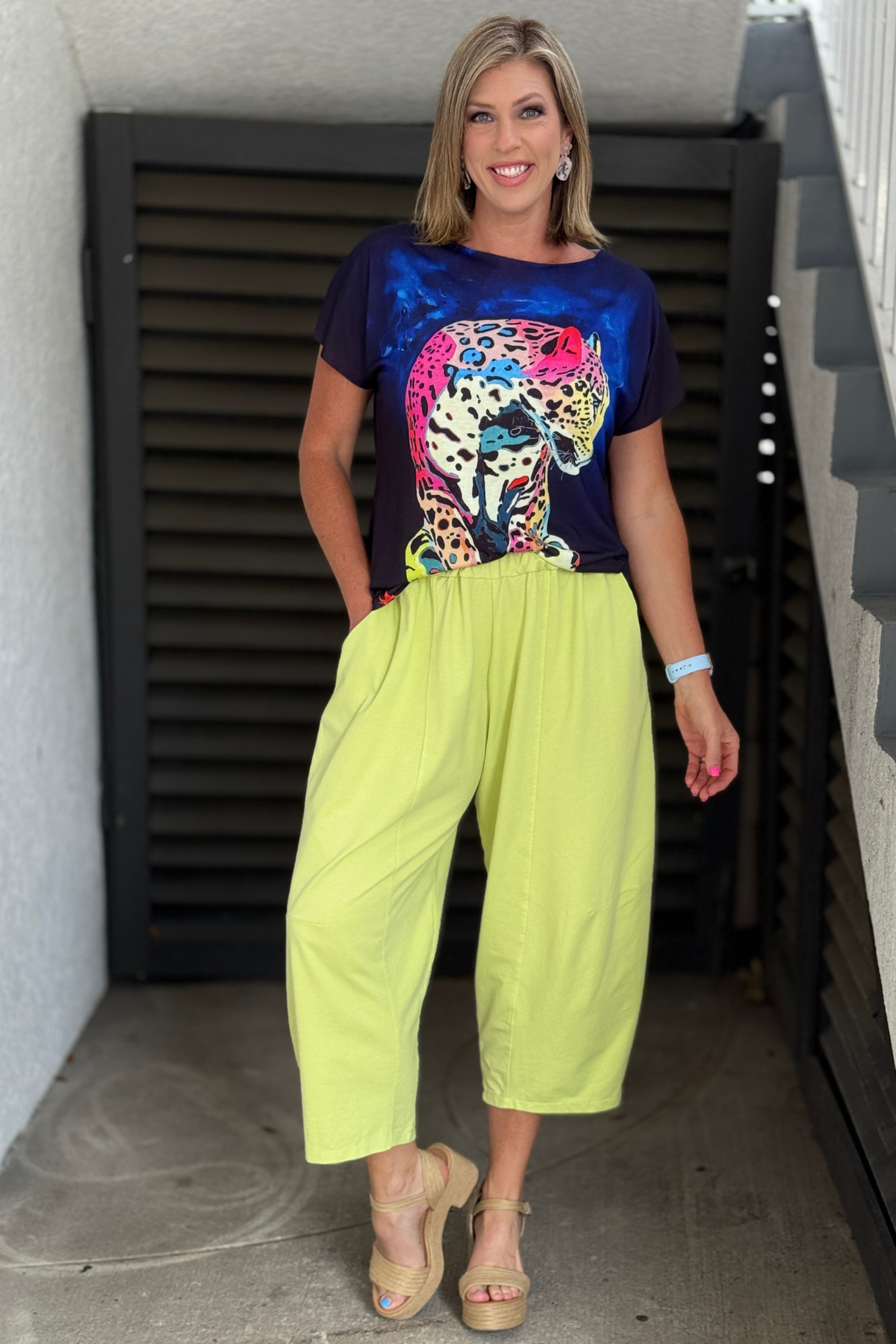 Made in Italy lime green barrel pants for women
