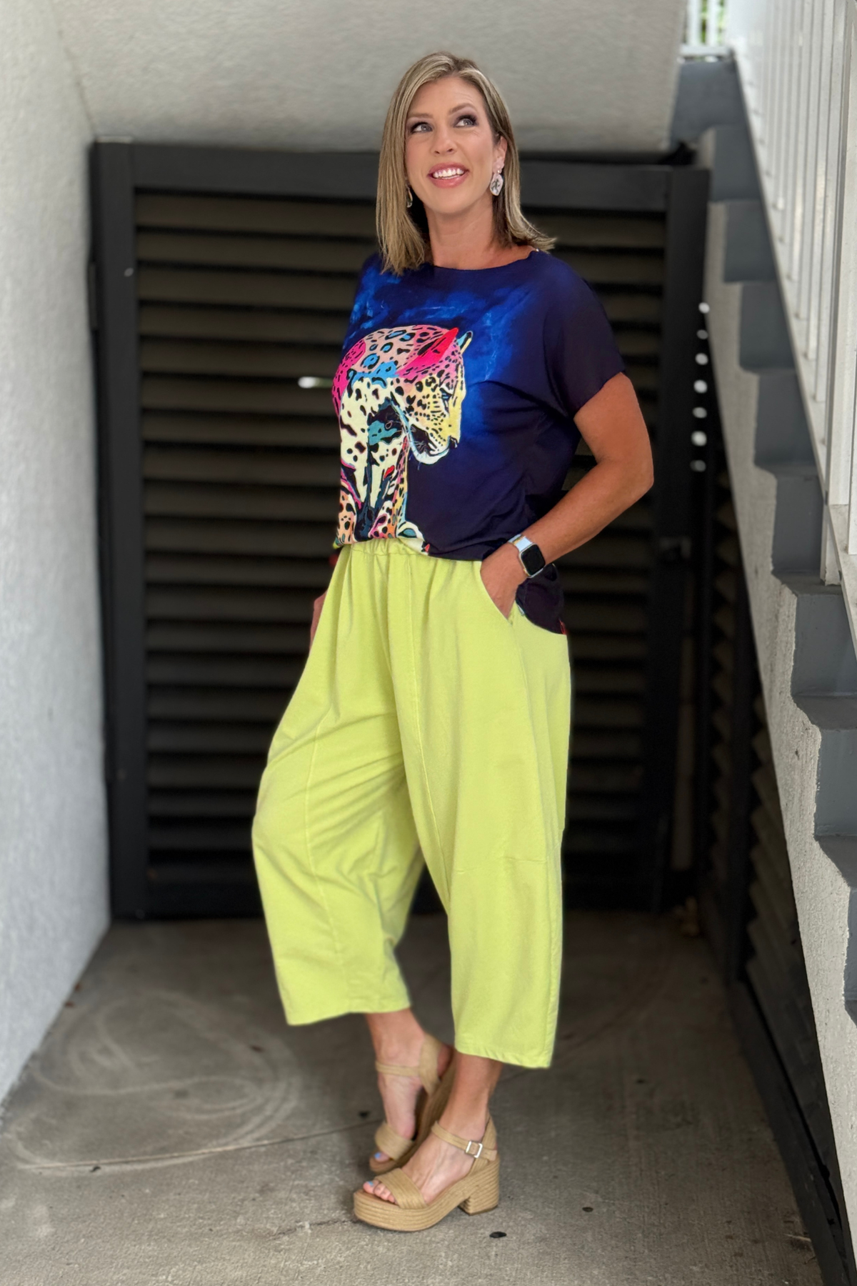 Women’s lime boutique pants with side pockets