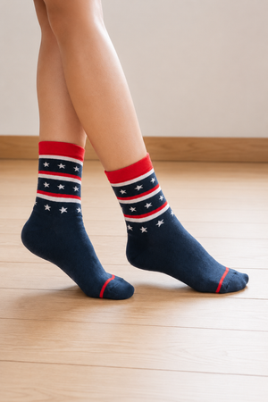 The Navy Star Stripe Crew Socks