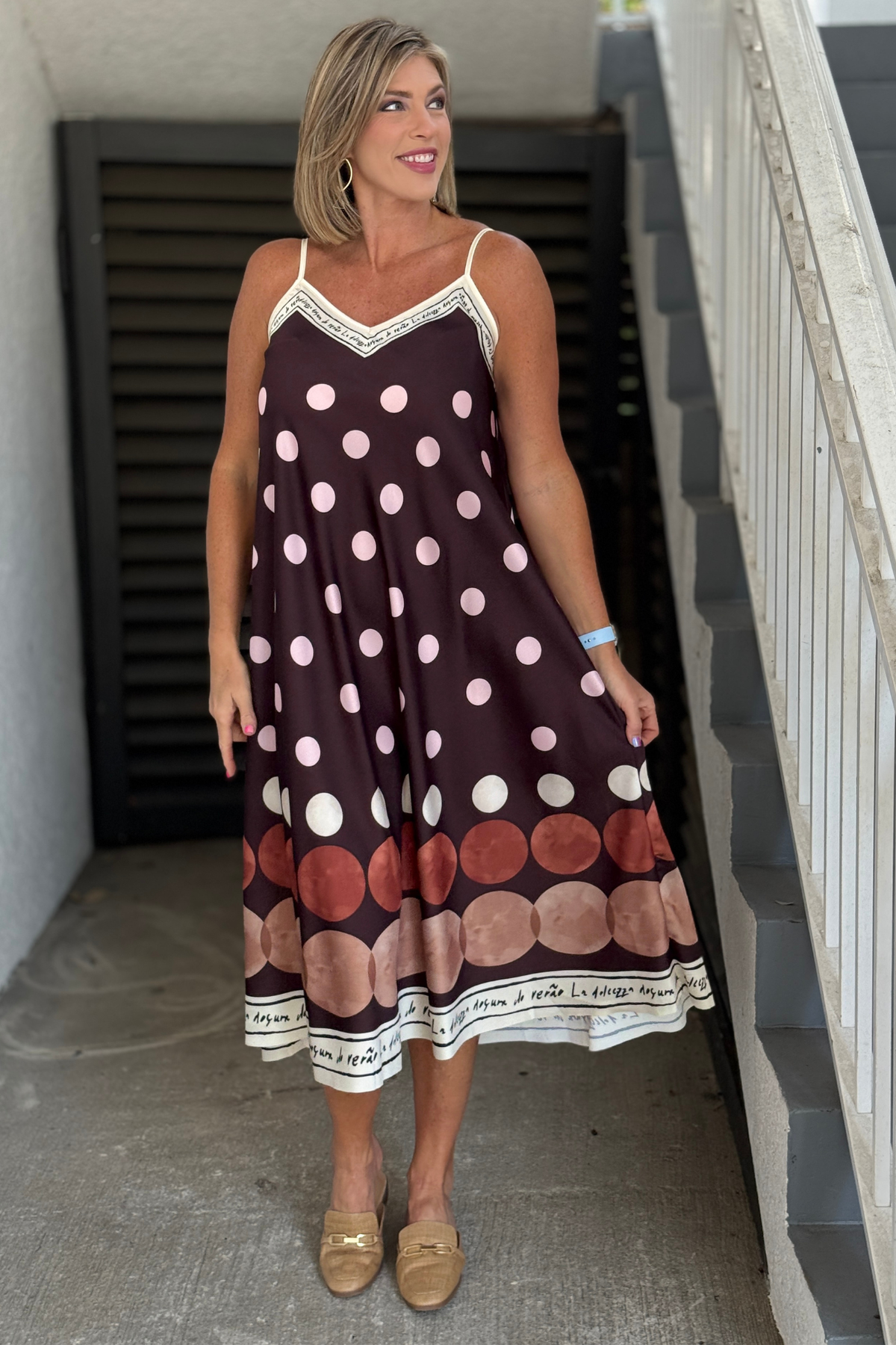 Made in Italy polka dot maxi dress