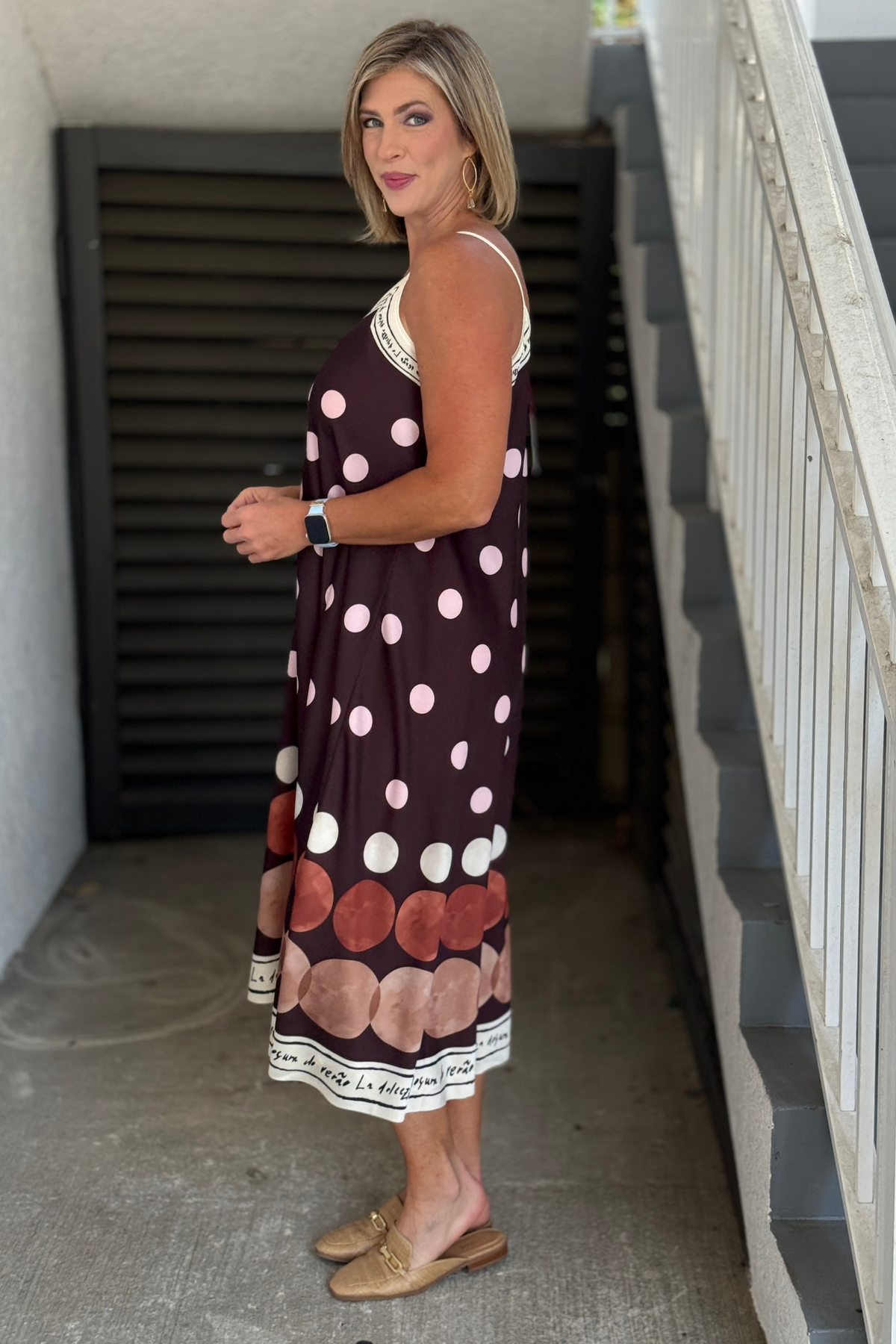 Espresso brown polka dot dress