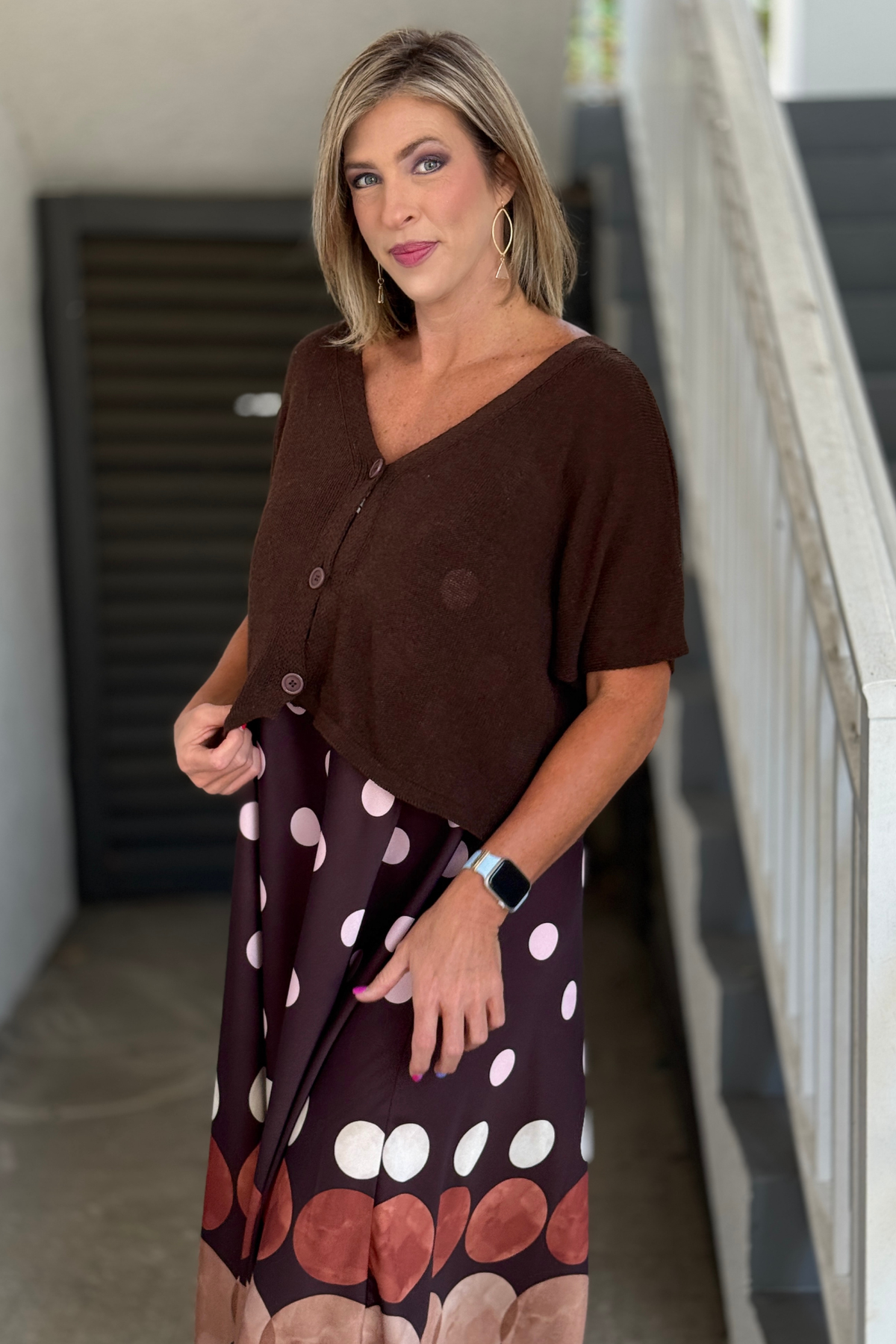 Chocolate brown button front cardigan