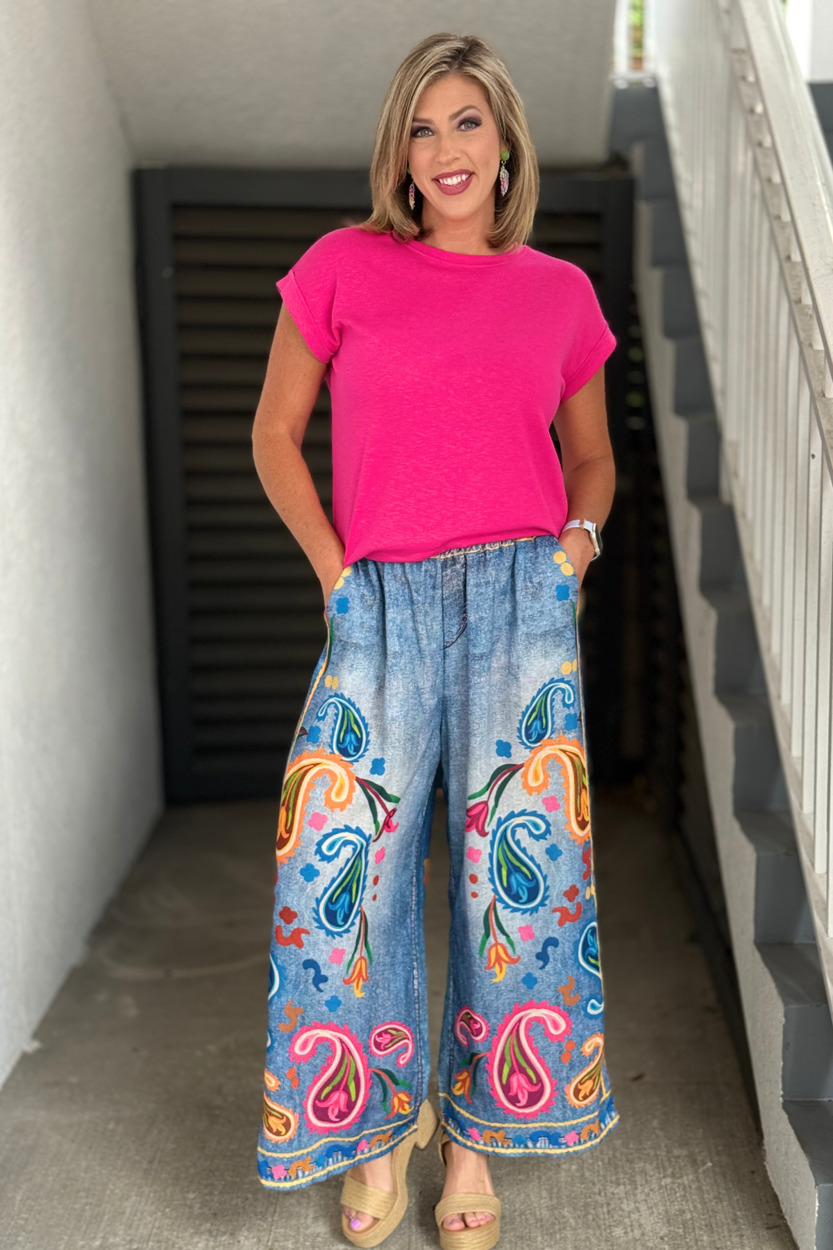 Made in Italy paisley print wide leg pants
