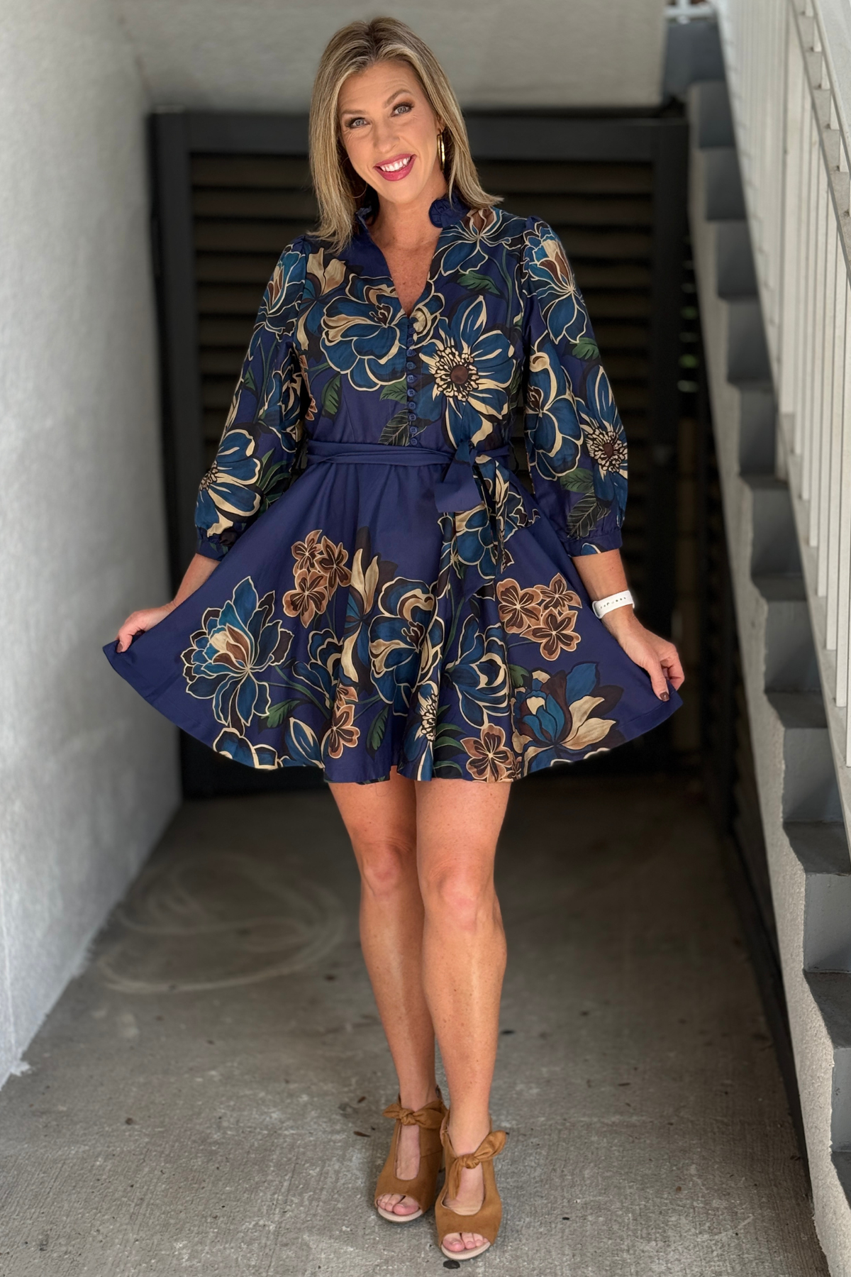 Zenara Peruvian cotton dress with elastic back waistband
