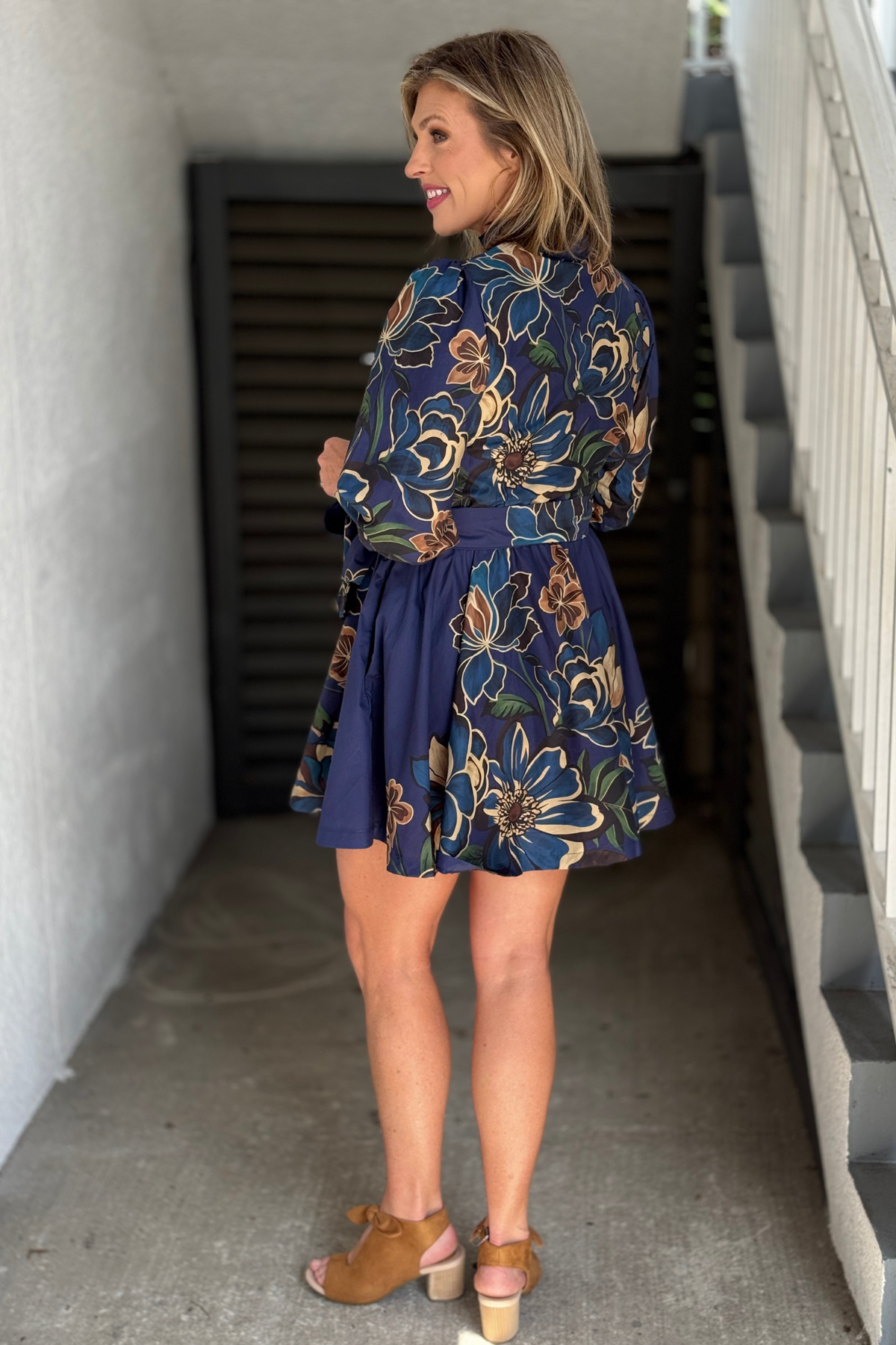Zenara boutique floral cotton dress with pockets and flared skirt
