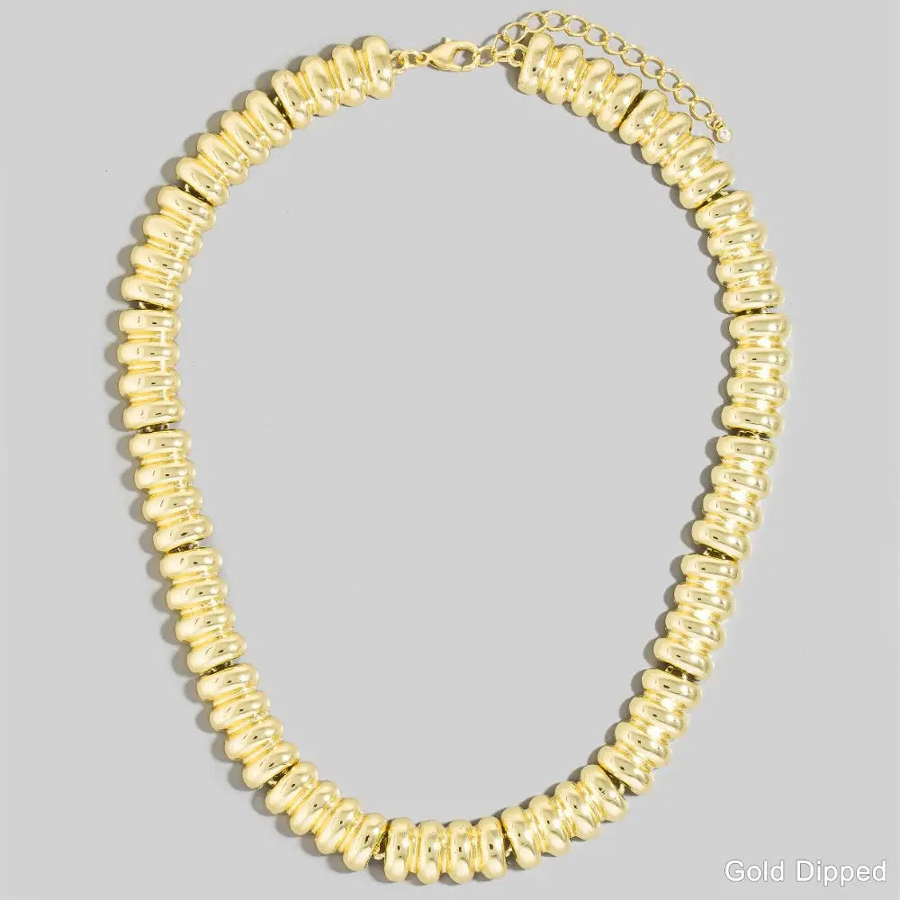 Gold Dipped Ripple Linked Statement Necklace