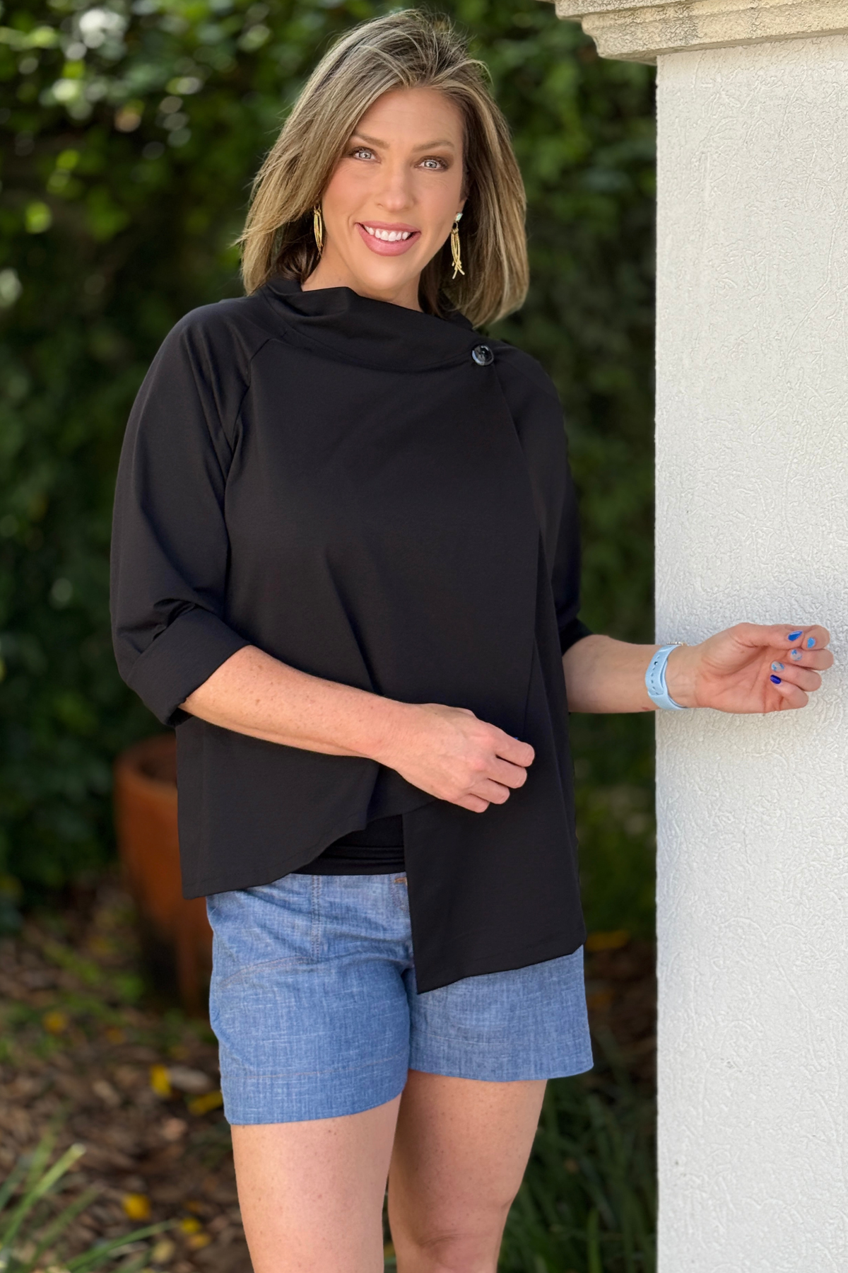 chic asymmetrical black top for women boutique style