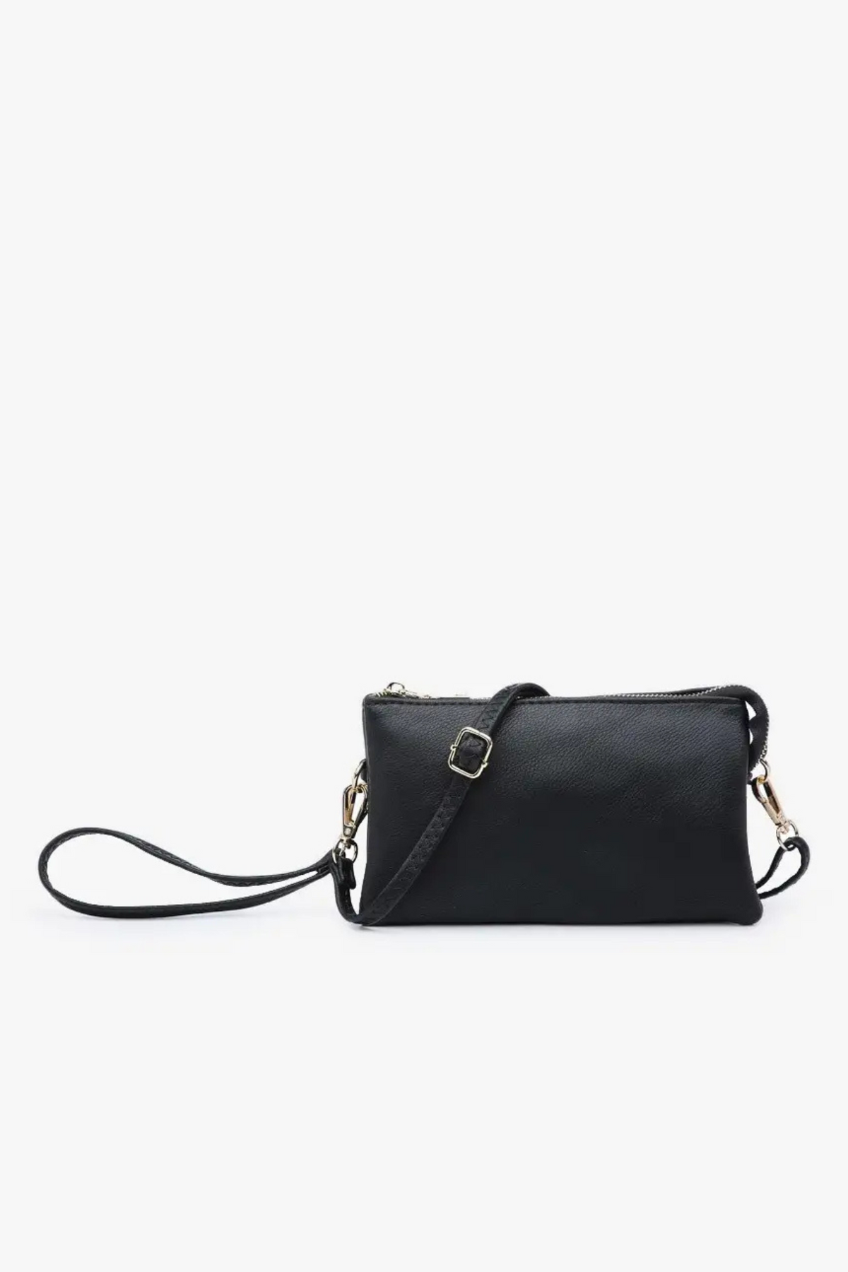 Riley Monogrammable 3-Compartment Crossbody & Wristlet- Black