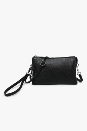 Riley Monogrammable 3-Compartment Crossbody & Wristlet-Midnight Black