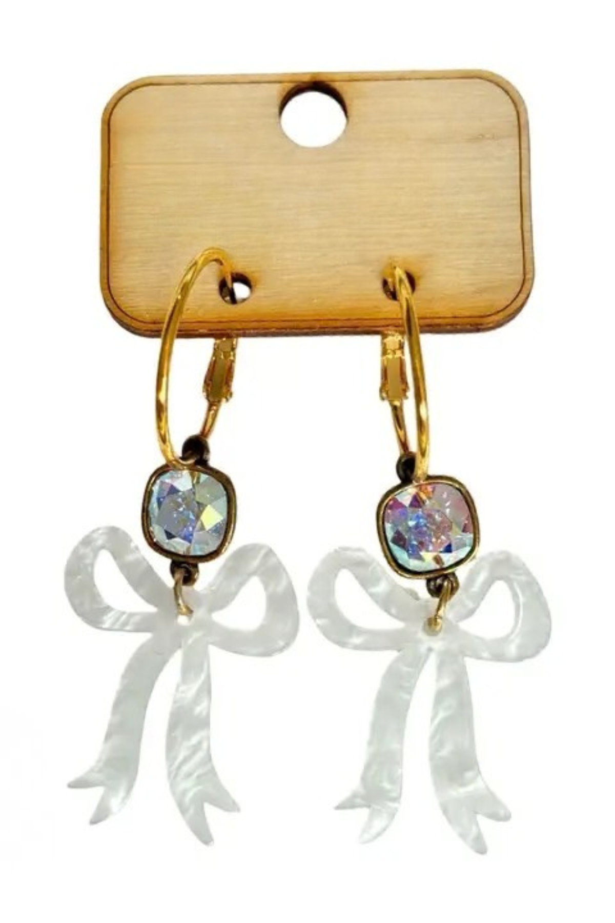 Crystal Charm Bow Earrings