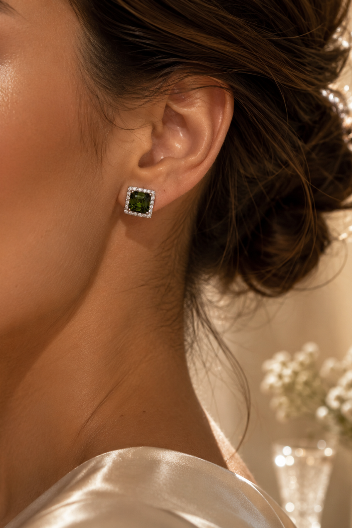 The Olive Square-Cut Sterling Silver Stud Earrings