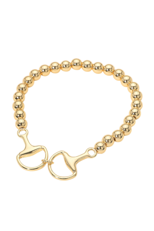Equestrian Link Gold Beaded Stretch Bracelet