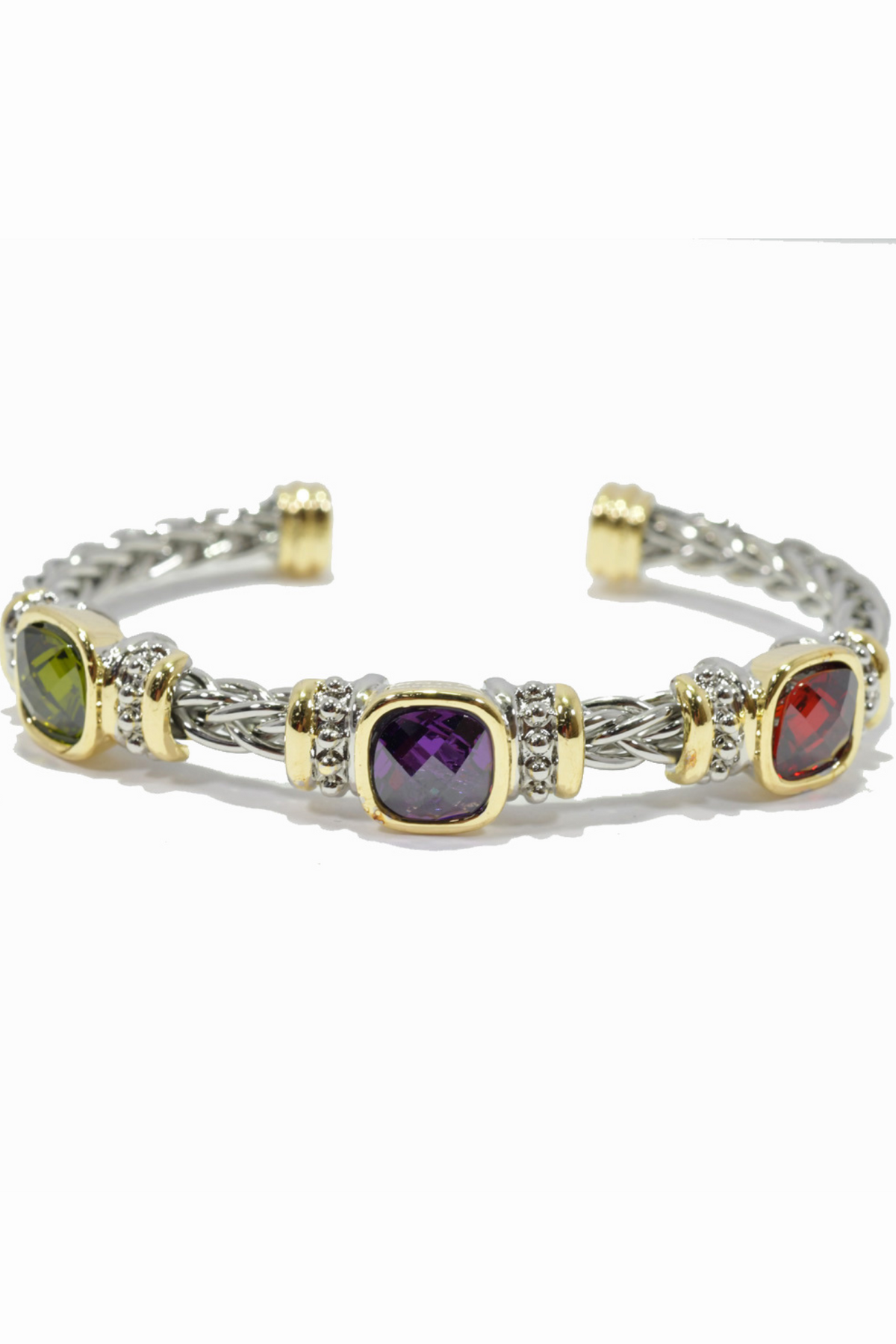 Two Tone Cubic Zirconia Cuff Bracelet