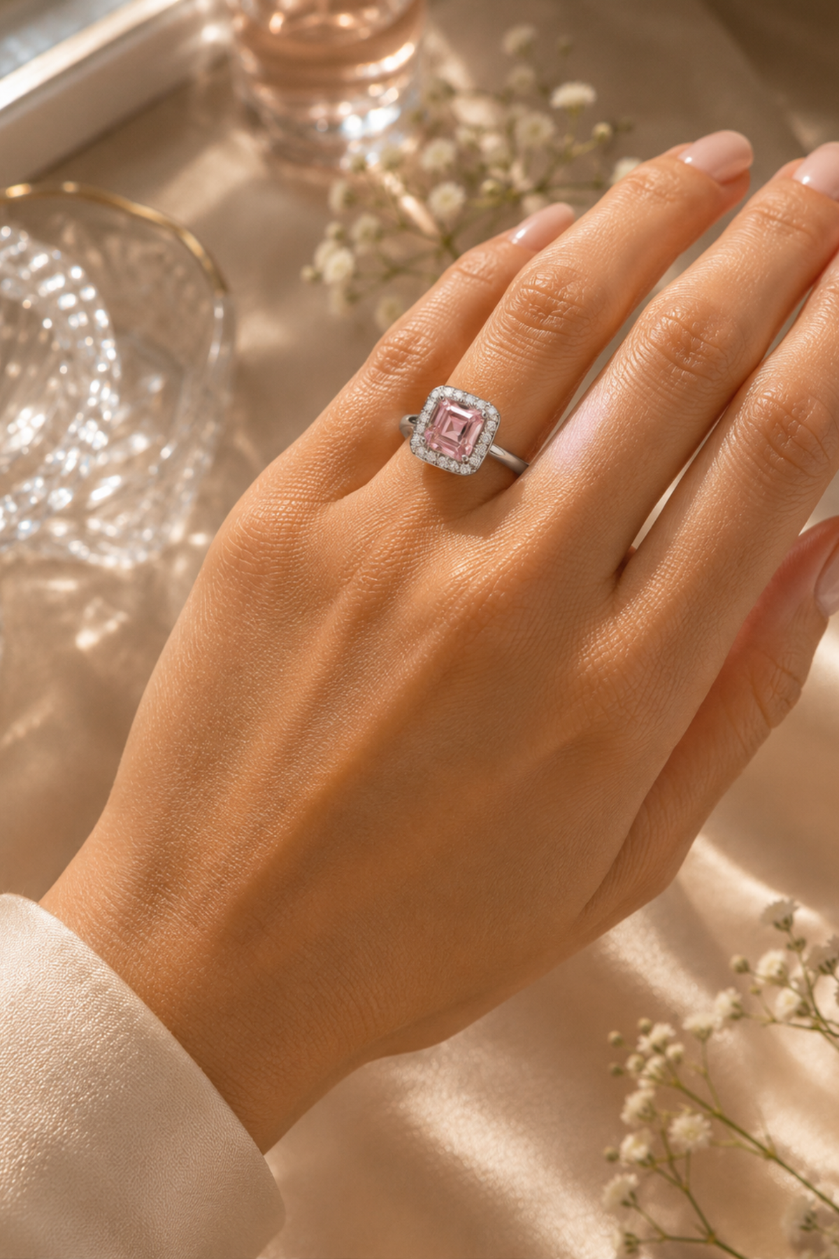 The Blush Morganite CZ Sterling Silver Ring