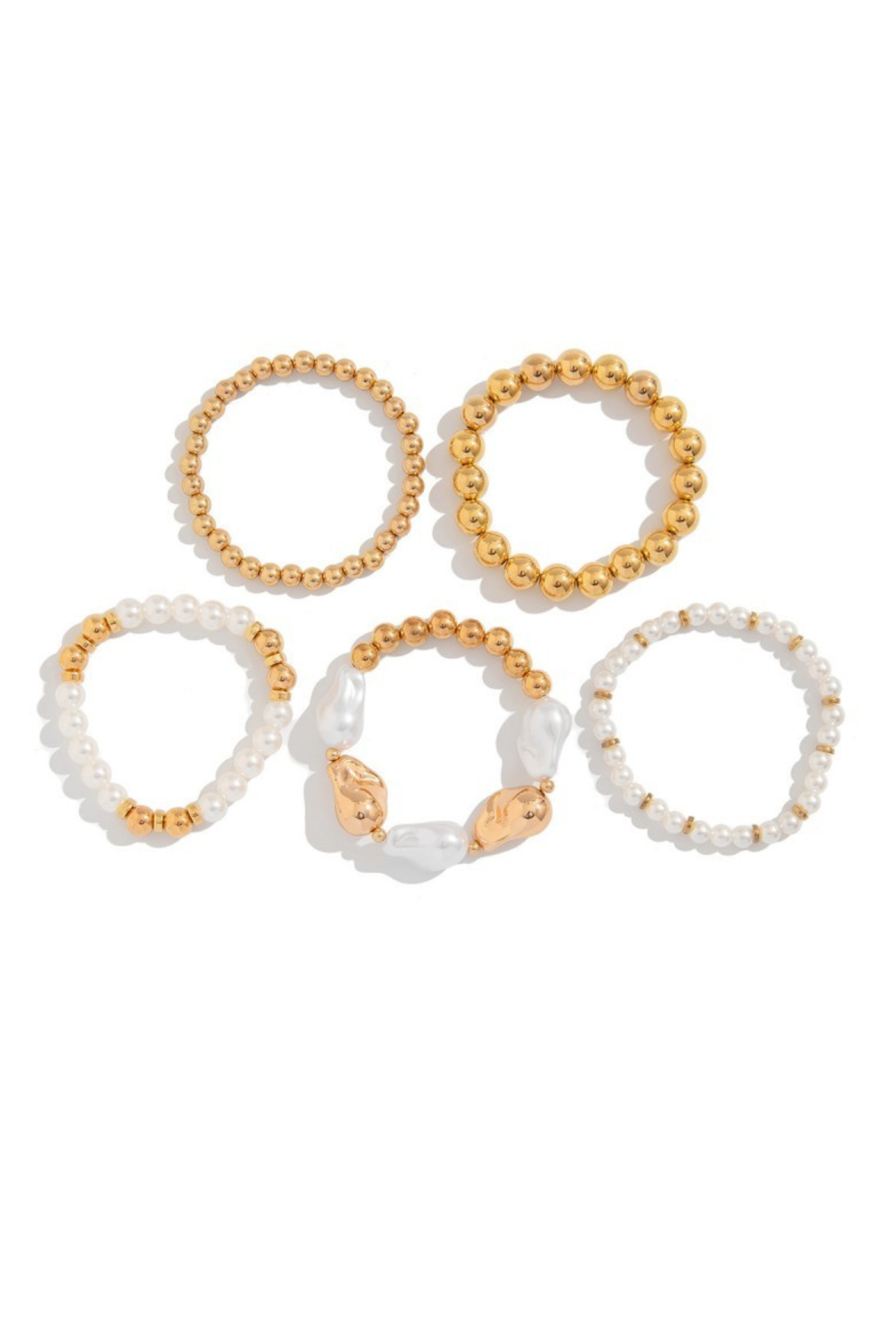 Chic Layers Pearl & Bead Stretch Bracelet Set