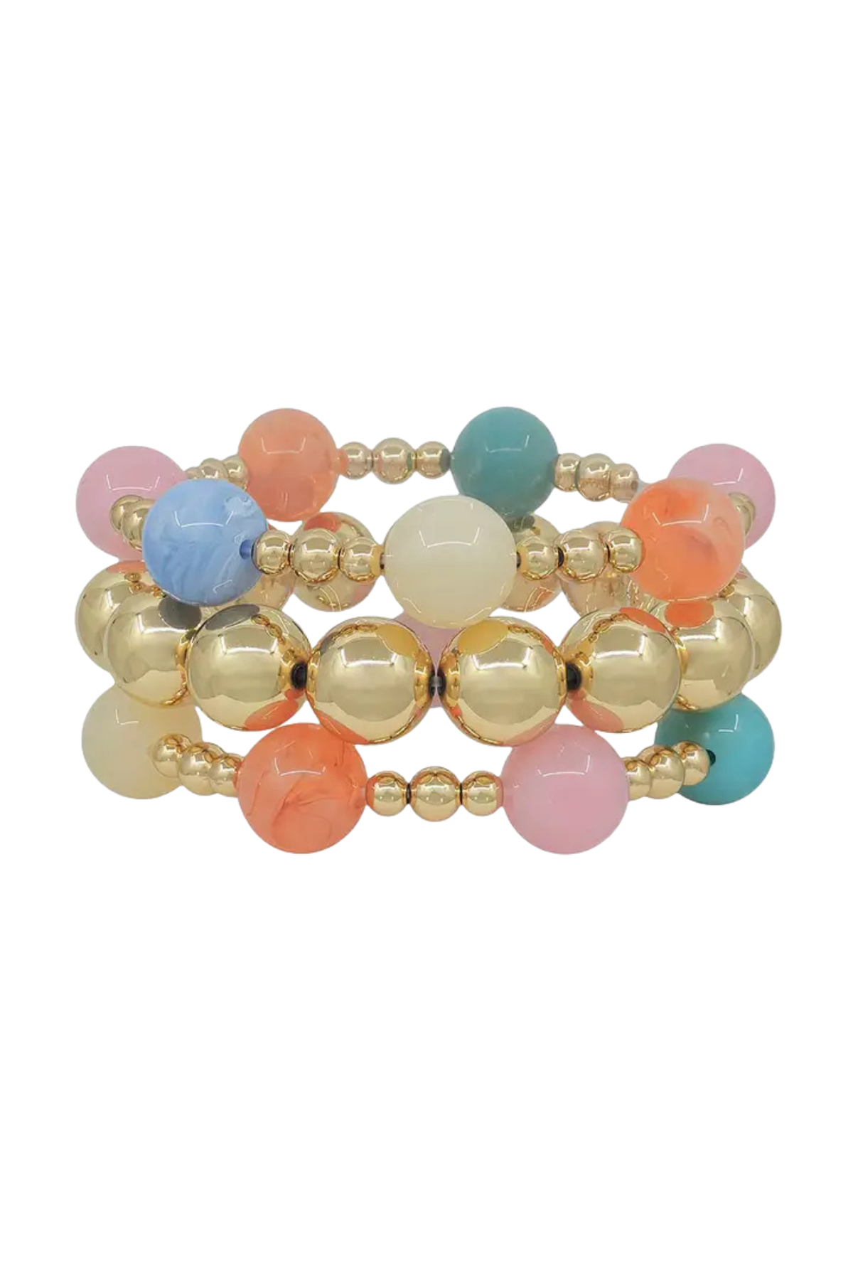 multi color and gold beaded bracelet set