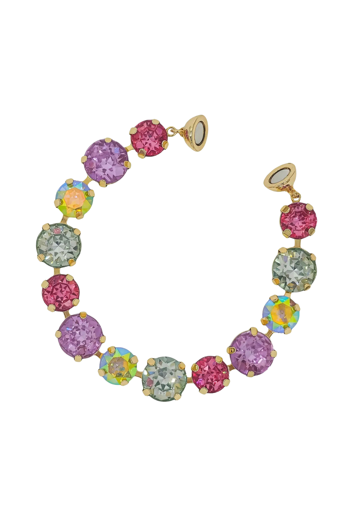 multi colored crystal magnetic bracelet gold setting
