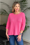 Star Power French Terry Top-Hot Pink