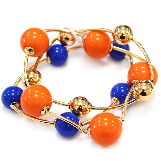 Game Day Luxe Ball Bracelet Set – Blue & Orange