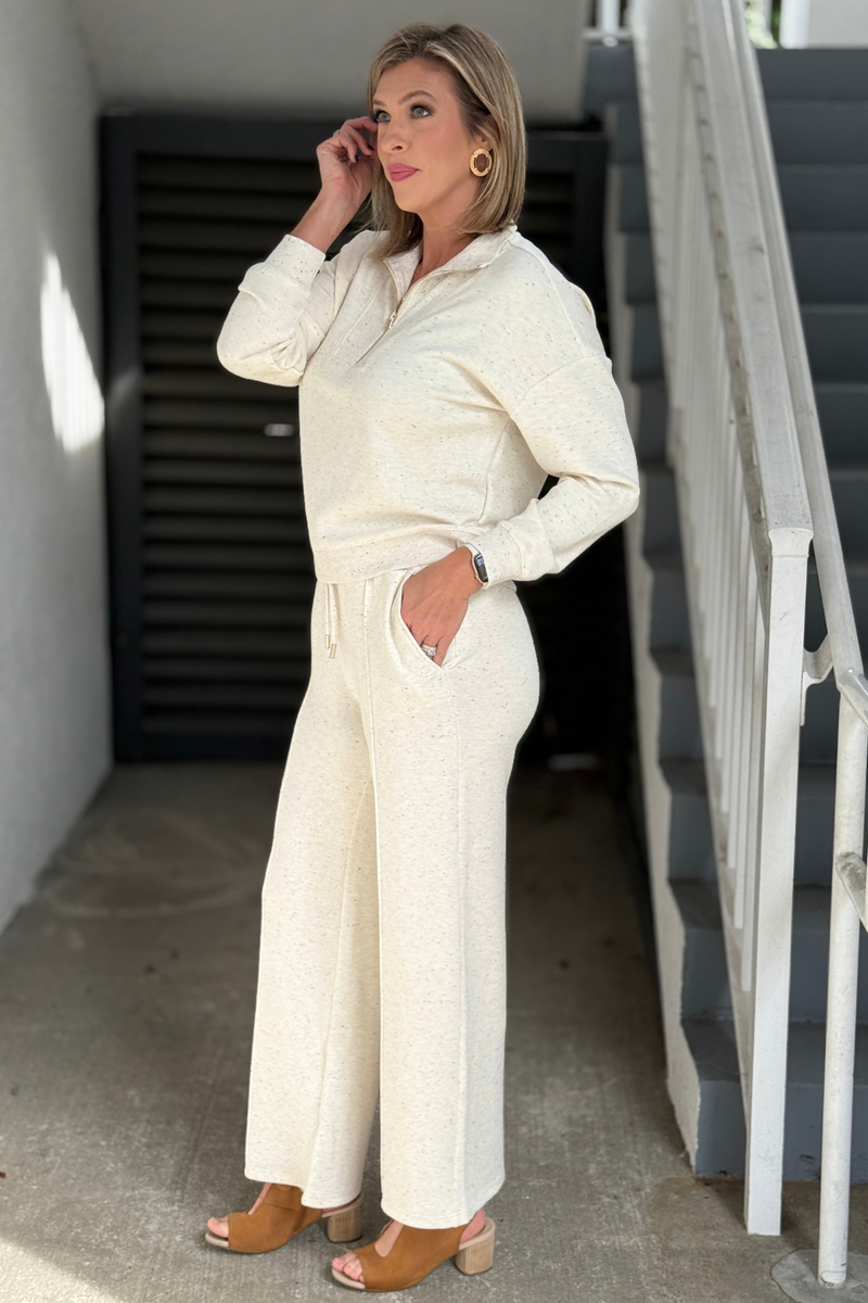 Women’s cream speckled wide leg pants by Charlie B  