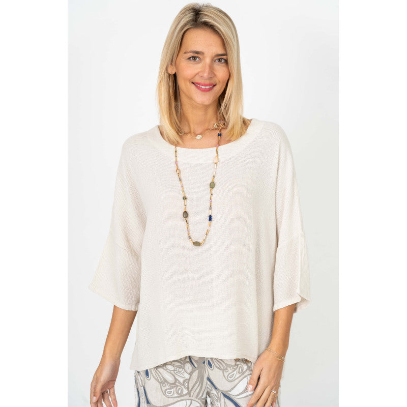 Blush Breeze Cotton Boatneck Top – Made in Italy
