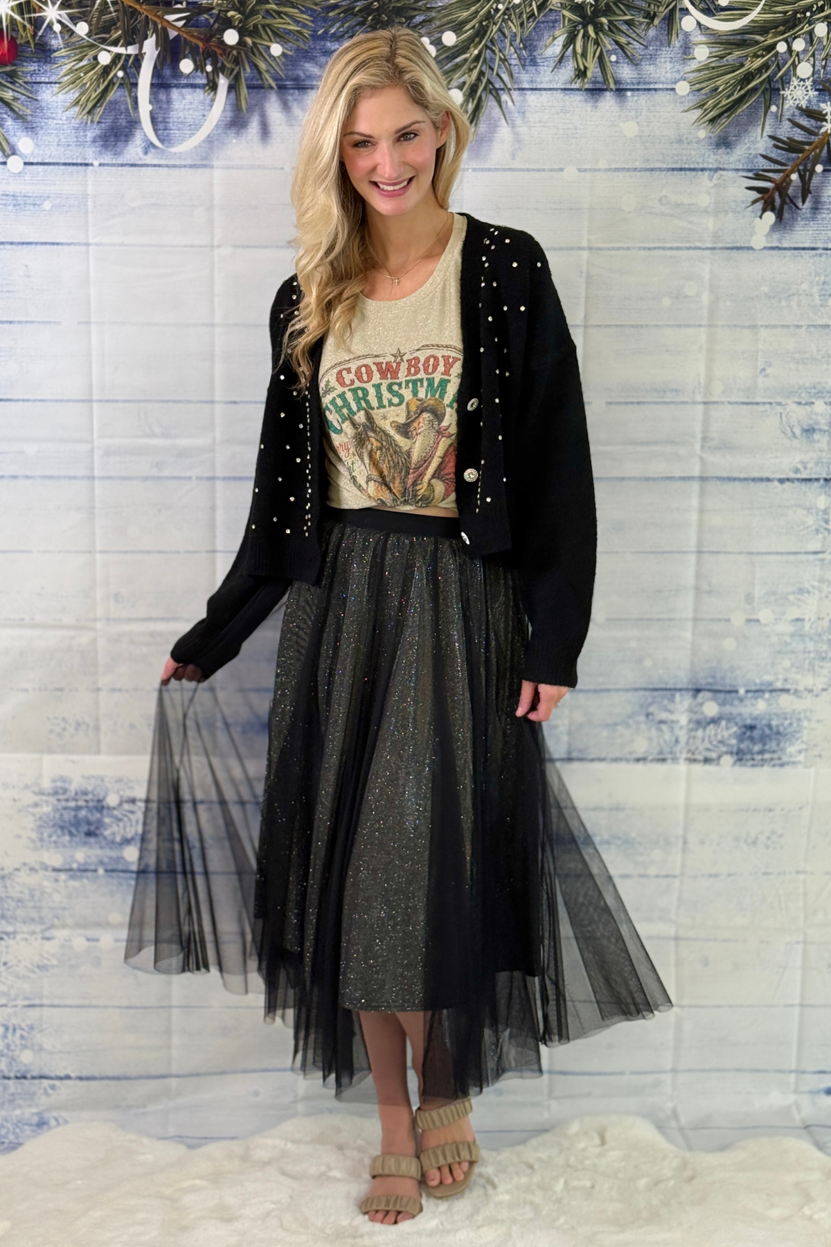 Relaxed fit Cowboy Christmas shirt for women