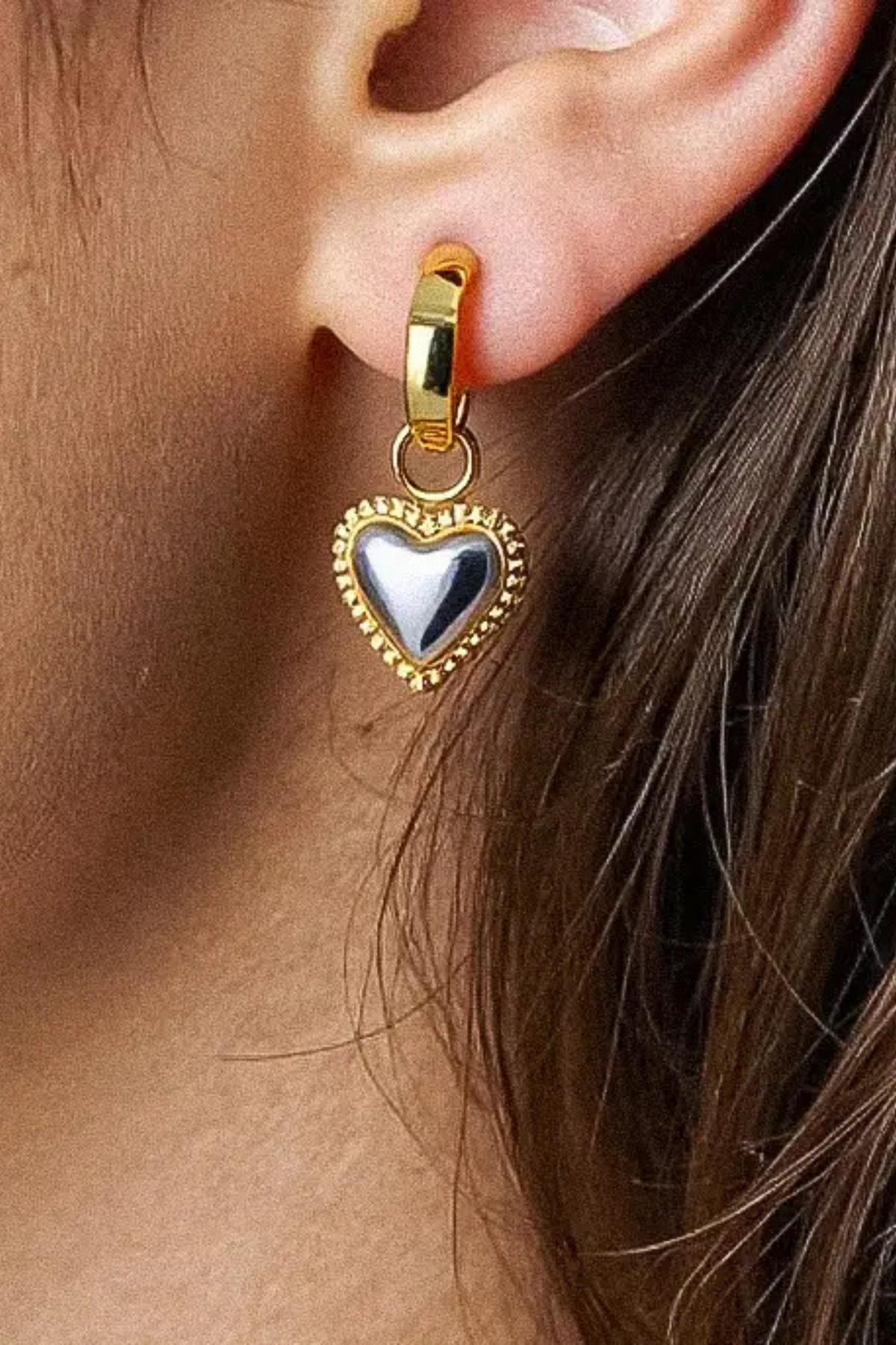 The Savon Two-Tone Heart Drop Earrings