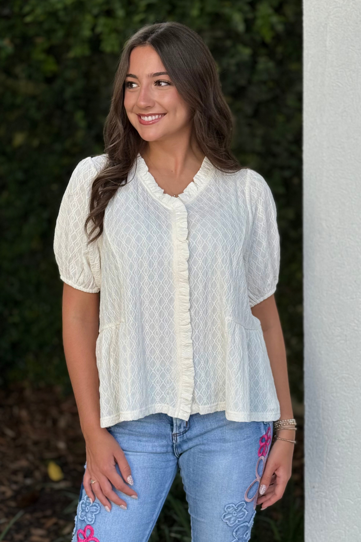 The Amélie Ruffle Blouse in Ivory