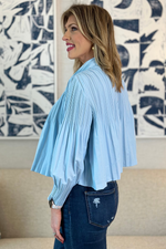 All Over Pleated Button Down Crop Jacket