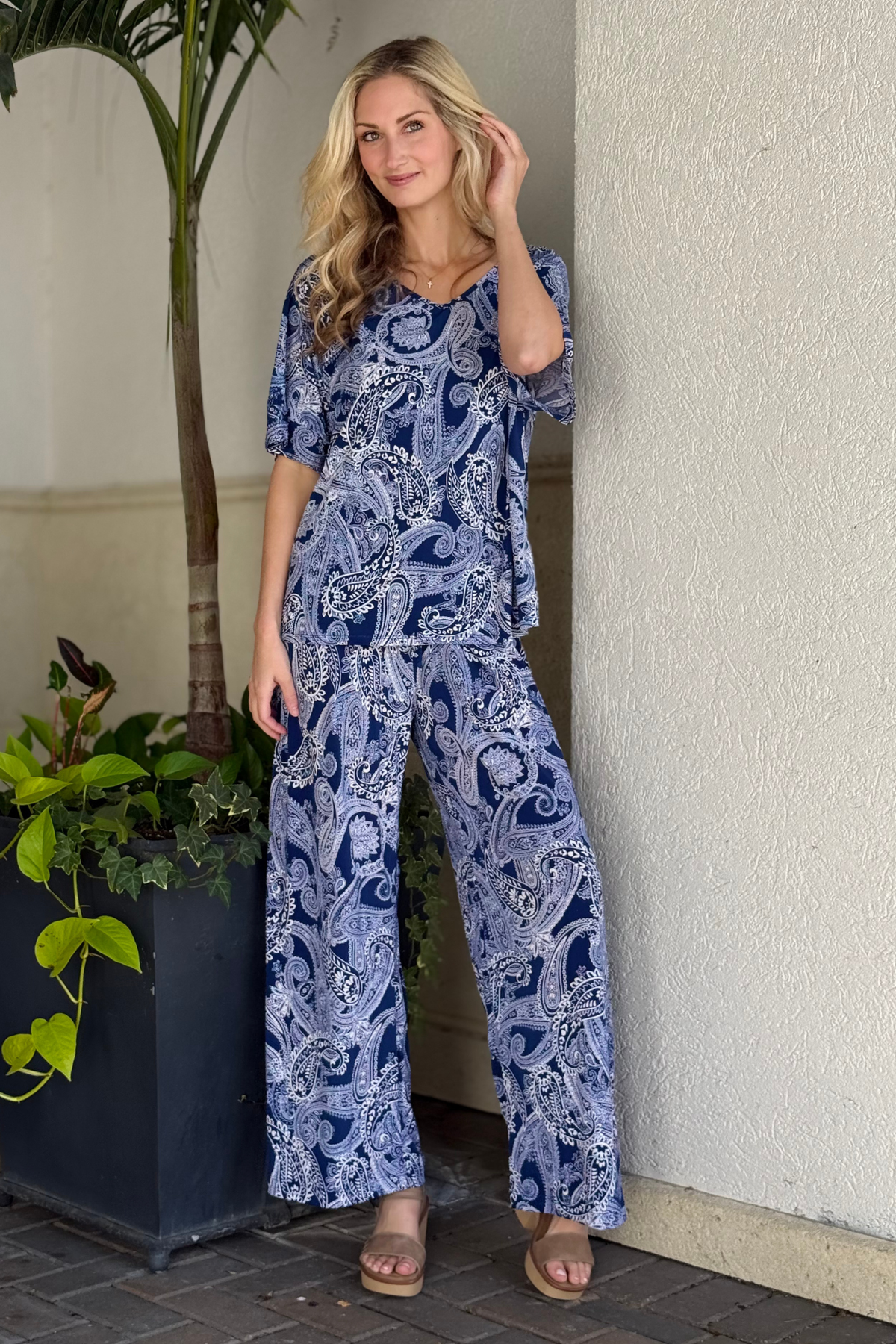 The Cabana Lounge Set – Navy Paisley | TPN Collection