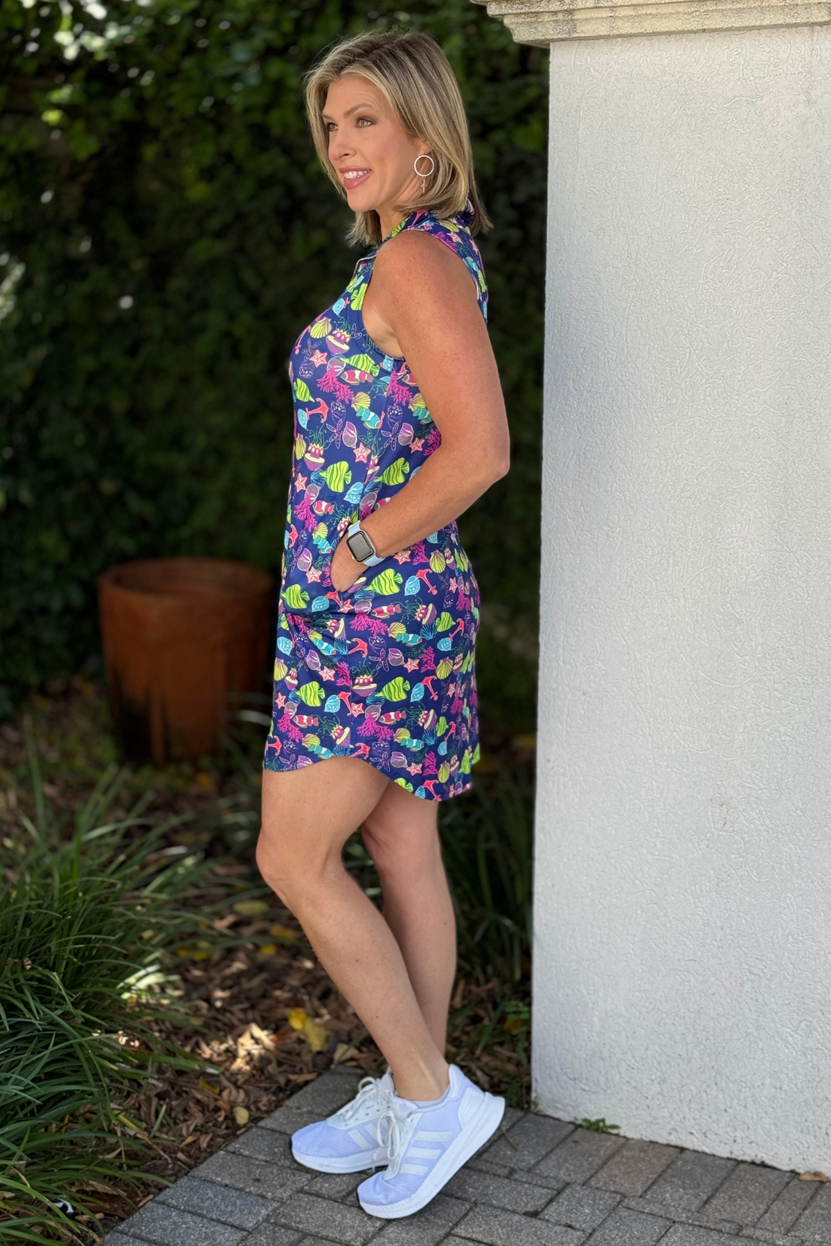 navy ocean theme dress lightweight summer athleisure style